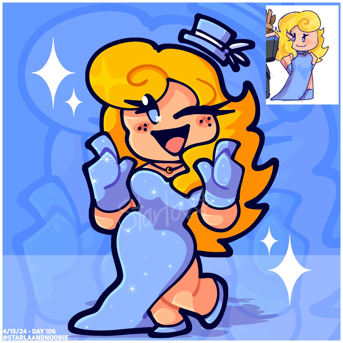 Day 106!! I drew Starla in a dress!! An idea I had when I was sketching her in different outfits!! 💙

#roblox #robloxart #RTC #art #artist #challenge