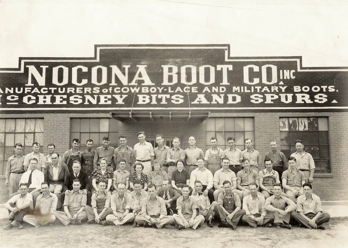 Traces of Texas reader Michael Adkins sent in this wonderful photo of his grandfather (4th from the right on the 2nd row) and the rest of the Nocona boot company staff in 1938. This photo hangs in Nocona's city hall, along with a list of everybody's names. Thank you, Michael!