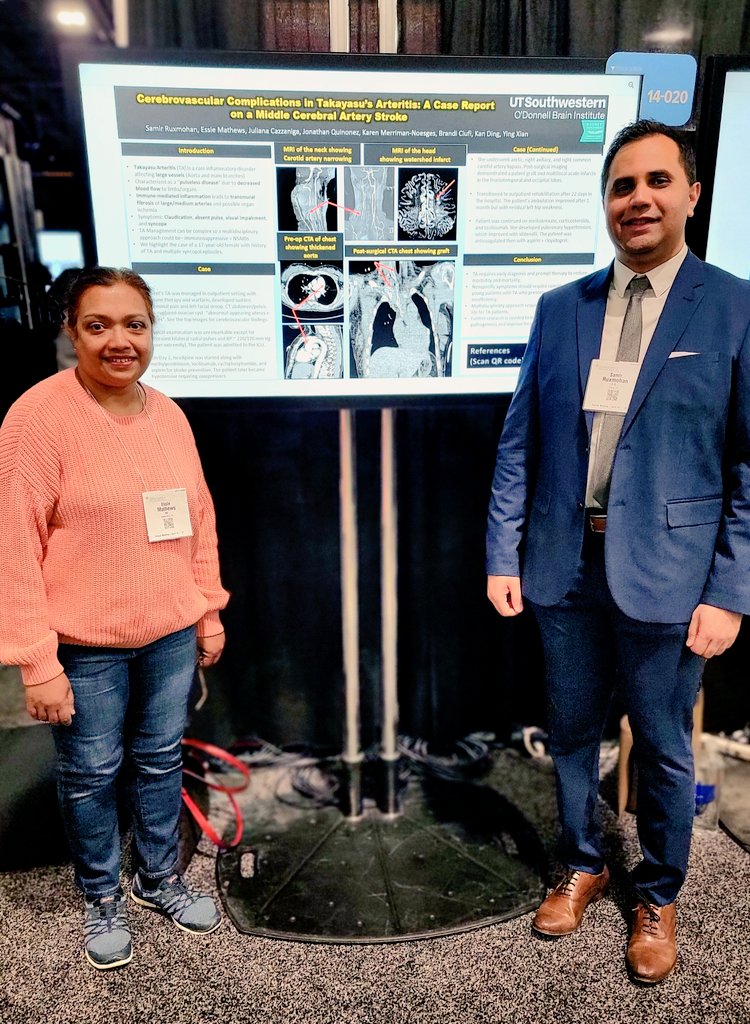 Today's poster session at #AANAM with Dr. Ruxmohan and one of our NPs, Essie. So proud! @UTSWNeuroFS @UTSWNeurology @NnrcUtsw @UTSWBrain