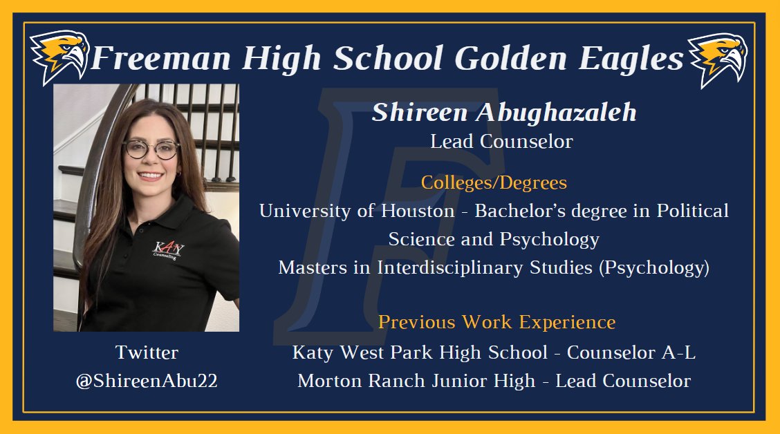 Ms. Abughazaleh is already leading our counseling team and connecting with our future Golden Eagles.