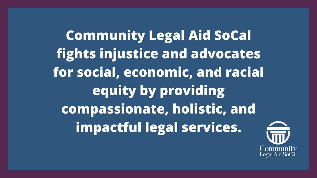 Community Legal Aid SoCal provides support and services to help people who are struggling with civil legal issues. To learn about the areas in which we can help clients, go to our website: communitylegalsocal.org.
#MakingJusticeReal4SoCal #LegalAid