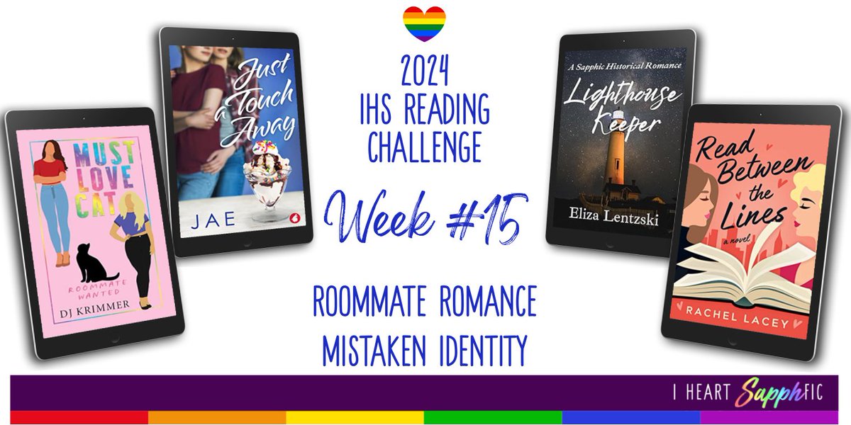 It’s week 15 of the I Heart SapphFic Reading Challenge. There are a lot of reading suggestions for the two categories: Roommate Romance & Mistaken Identity 8 of the books are on sale! Deets here: bit.ly/3Q2K0gE #SapphicBooks