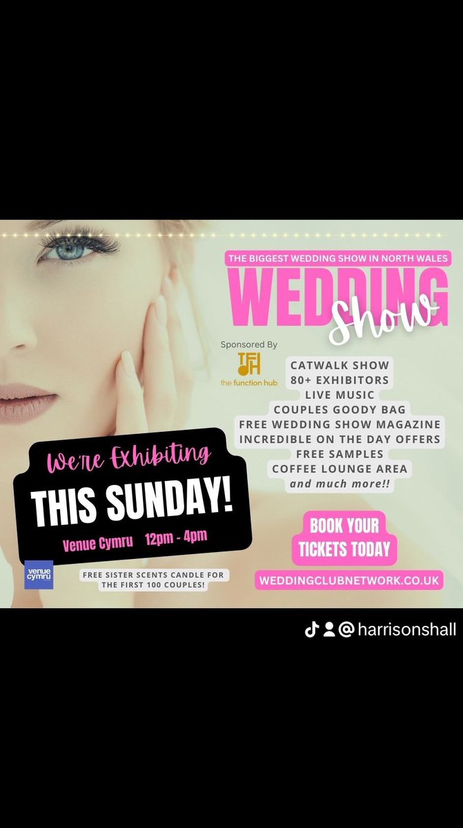 Not long left now! 

So excited to be exhibiting here on Sunday!

Can't wait to see you all! 

If you'd like to enquire before the Wedding Show, please DM, email: info@harrisonshall.co.uk or call: 01352 700177 

@weddingclubnetwork 

#weddingshow 
#harrisonshall
#weddingvenue