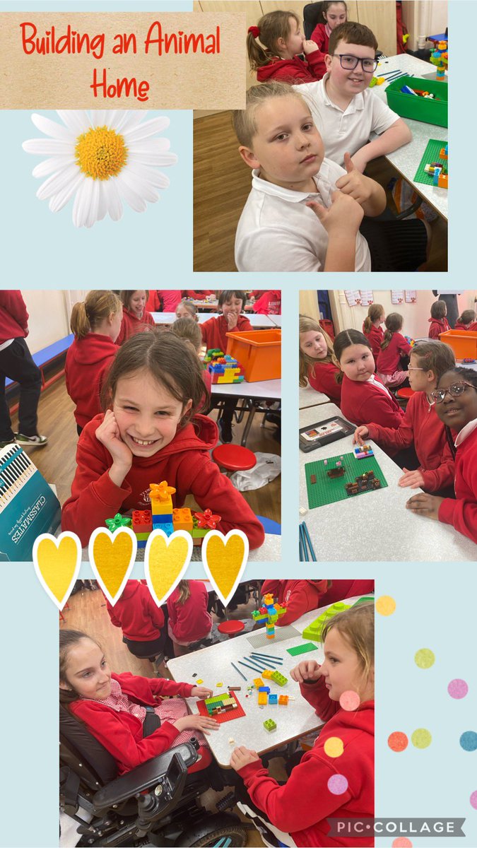 Dosbarth Llew spotted some animal life in Y Goedwig and then worked in teams to create their own animal home using lego.