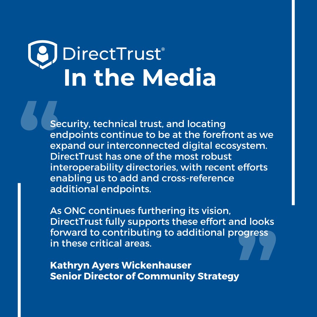 ICYMI, our @kathryn ayers recently spoke with HealthIT Answers about the ONC and healthcare #interoperability. Read her full quote at the link below!

@AnswersMediaNetwork

healthitanswers.net/the-onc-and-in…