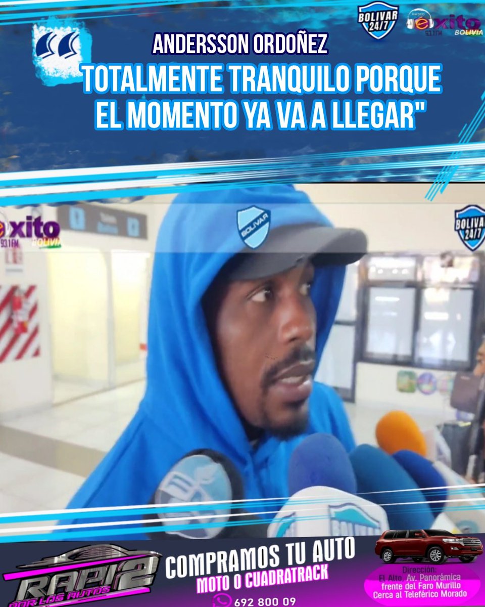 🗣️🗣️'ESTOY TOTALMENTE RECUPERADO'💪💙⚽

ANDERSSON ORDOÑEZ:'Ya estoy totalmente recuperado sin ansiedad y totalmente tranquilo porque el momento ya va a llegar. Esperemos que esta semana el equipo remonte'.

#Bolivar247Radio 
#UnidosSomosMasGrandes