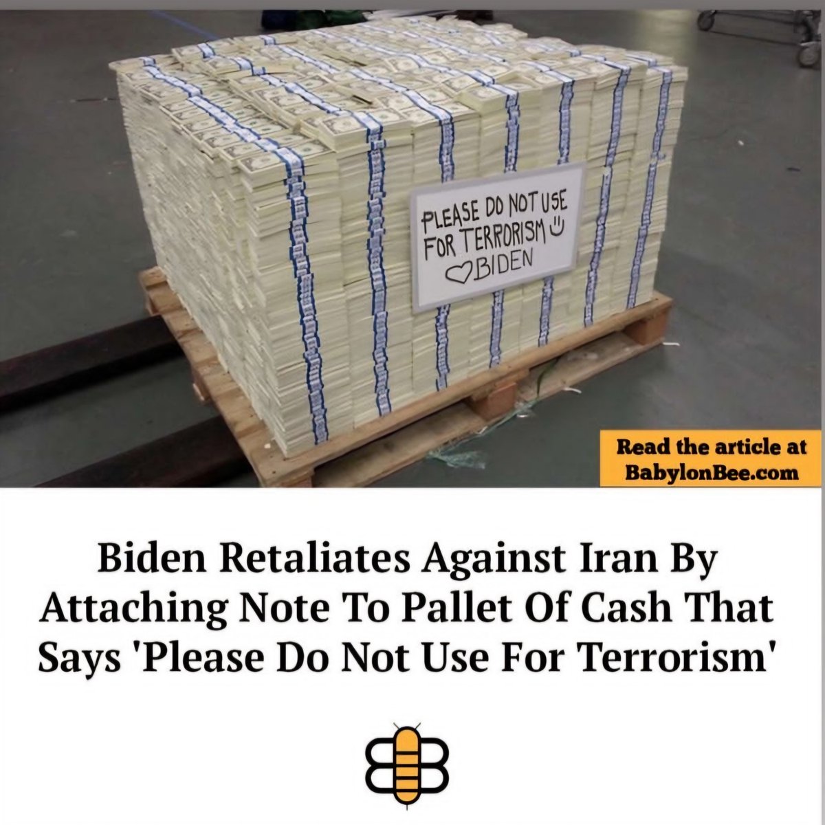 Well 'Please' is much nicer than Biden's scary 'Don't'! I'm sure Iran will listen this time. Where did Biden get all that free money⁉️⁉️ Happy tax day America!!!😏 #BidenWorstPresidentEver