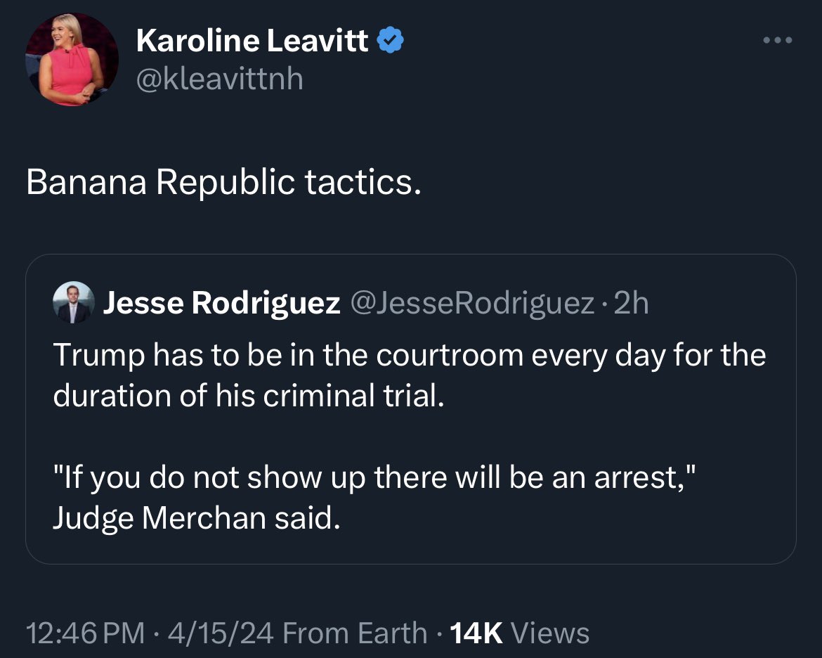 Trump’s Official Spokesperson. This also the law for every single criminal defendant in every single criminal trial in the history of the United States.