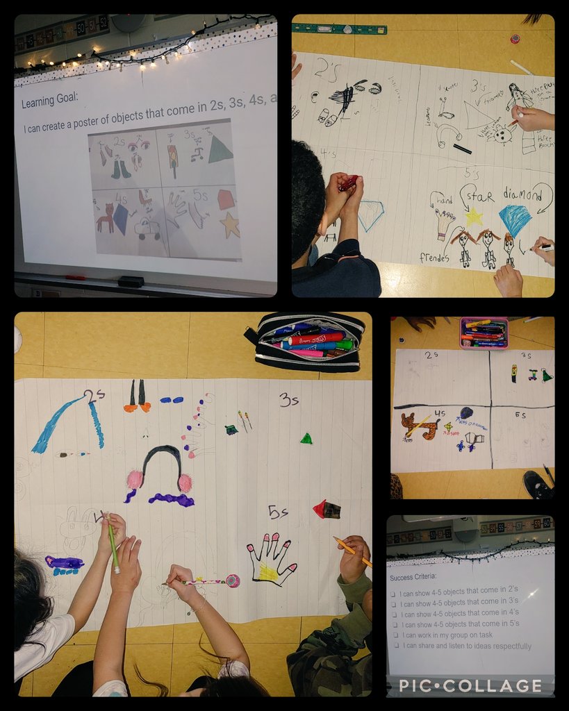 Love seeing the grade 2/3 students excited about math!  Today they worked on collaborative posters of objects that come in 2s, 3s, 4s, and 5s to think of multiplication as ‘groups of’. <a href="/SebastianDPCDSB/">StSebastianDPCDSB</a> <a href="/PearsonMatholo1/">@PearsonMathology</a> <a href="/DP_math/">DP MATH</a>