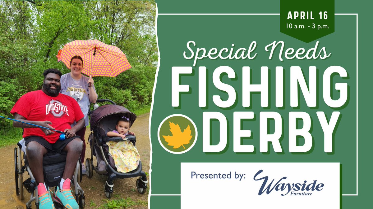 Don't forget! The Special Needs Fishing Derby, presented by @Wayside_Akron, is tomorrow at Firestone Metro Park. Adults and children with special needs are welcome to cast a line in Little Turtle Pond. Learn more here: fb.me/e/7UBB3uCq2