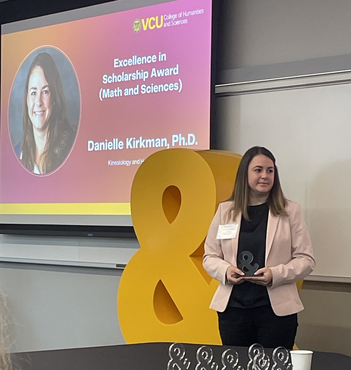 VCU Dept of Kinesiology and Health Sciences (@vcukhs) on Twitter photo 📣 Congratulations to @DLKirkman who received the <a href="/VCUCHS/">VCU College of Humanities and Sciences</a> Excellence in Scholarship Award in front of her colleagues at this afternoon’s ceremony!! 📣 Congratulations to @DLKirkman who received the <a href="/VCUCHS/">VCU College of Humanities and Sciences</a> Excellence in Scholarship Award in front of her colleagues at this afternoon’s ceremony!!