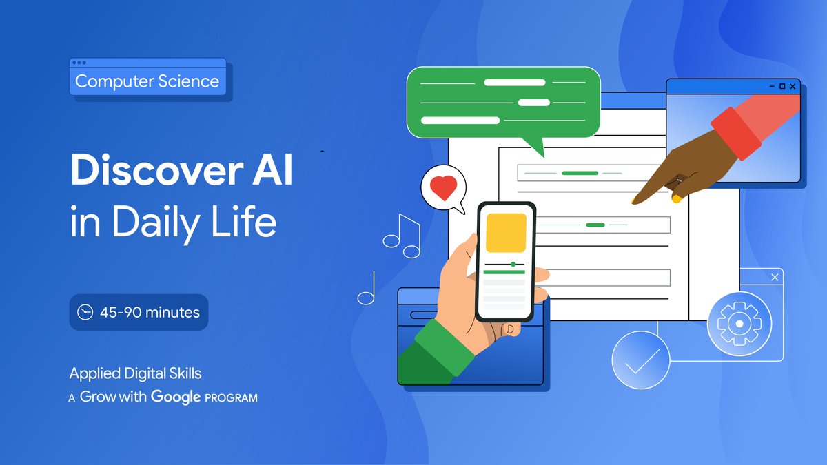 Updates to a popular #AppliedDigitalSkills lesson just dropped 🎉 This new and improved “Discover AI in Daily Life” lesson can introduce students to generative AI concepts and allow students to create AI-generated poetry. Start exploring: goo.gle/4aZ0uyp