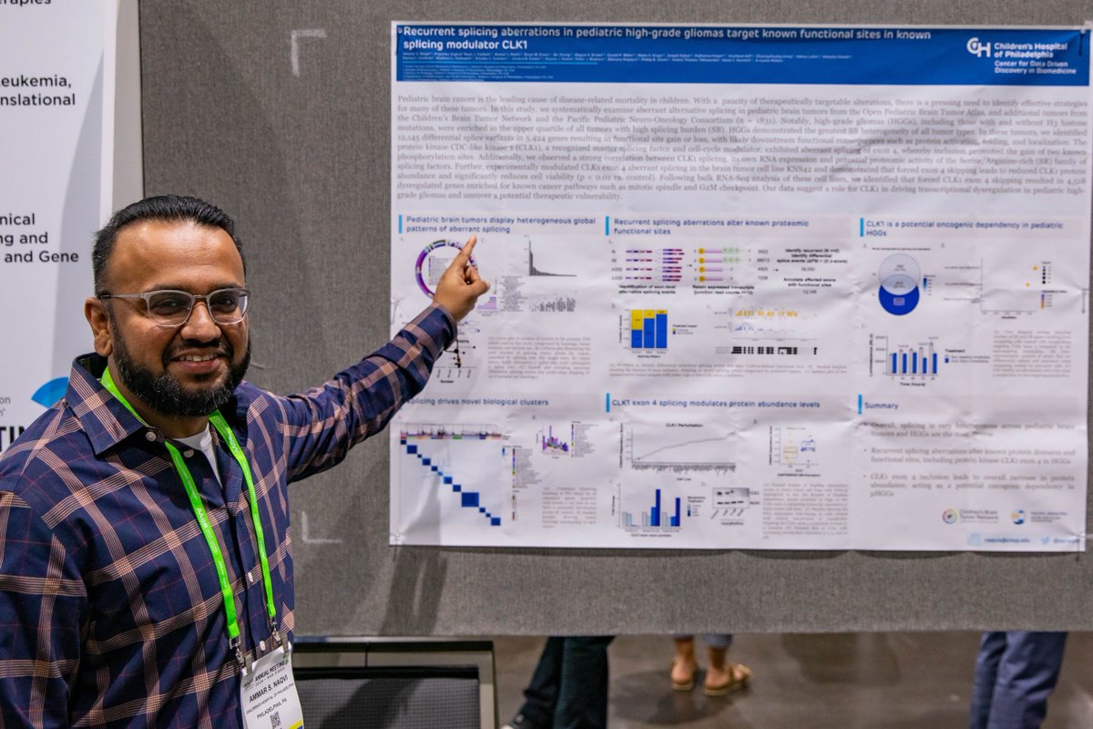 Congratulations to Drs. Ryan Corbett and Ammar Naqvi from @ChildrensPhila on their recent poster presentations at #AACR2024 in San Diego, CA! Their findings highlighted some of the innovative work happening in childhood brain tumor and CNS tumor research. #wearecbtn