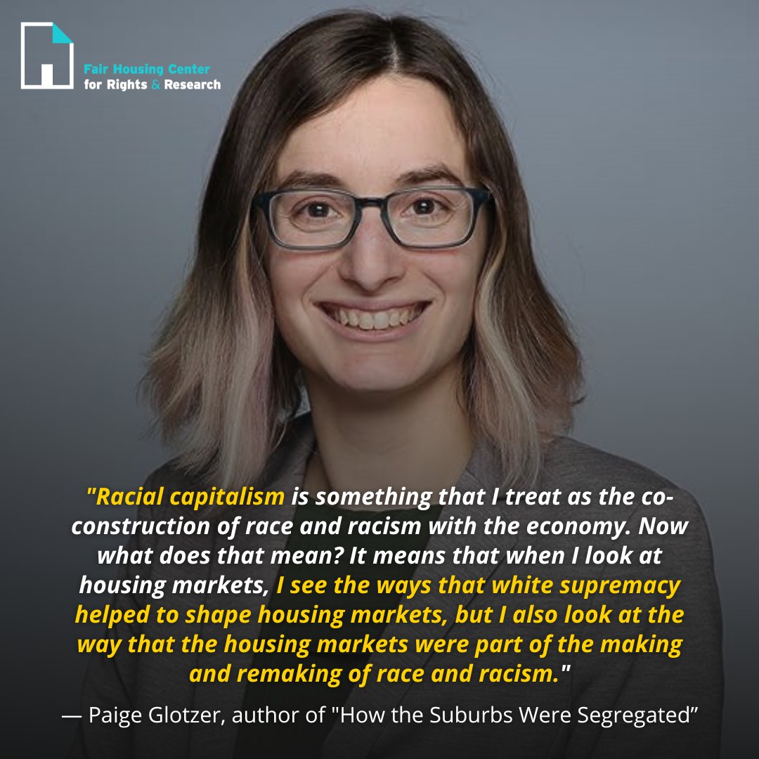 #WednesdayWisdom from Paige Glotzer (@APaigeOutofHist), author of 'How the Suburbs Were Segregated' (Check out this week's #FairHousingMonthOfAction challenges to listen to 'Paige Glotzer on How the Suburbs Were Segregated' on the @WhoMakesCents podcast: thehousingcenter.org/action)