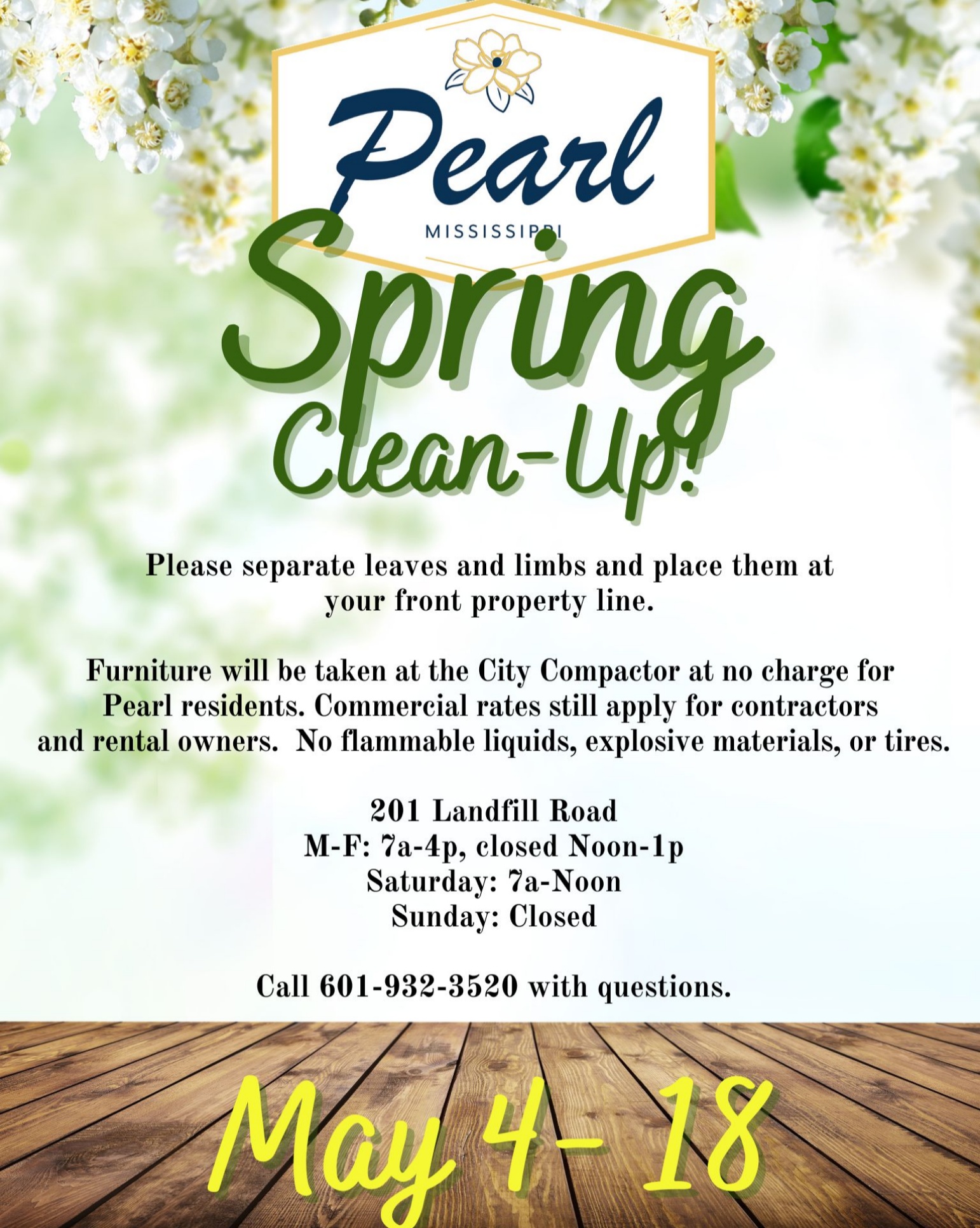 City of Pearl - Government on X: &ldquo;Join us for the Spring Clean-Up 