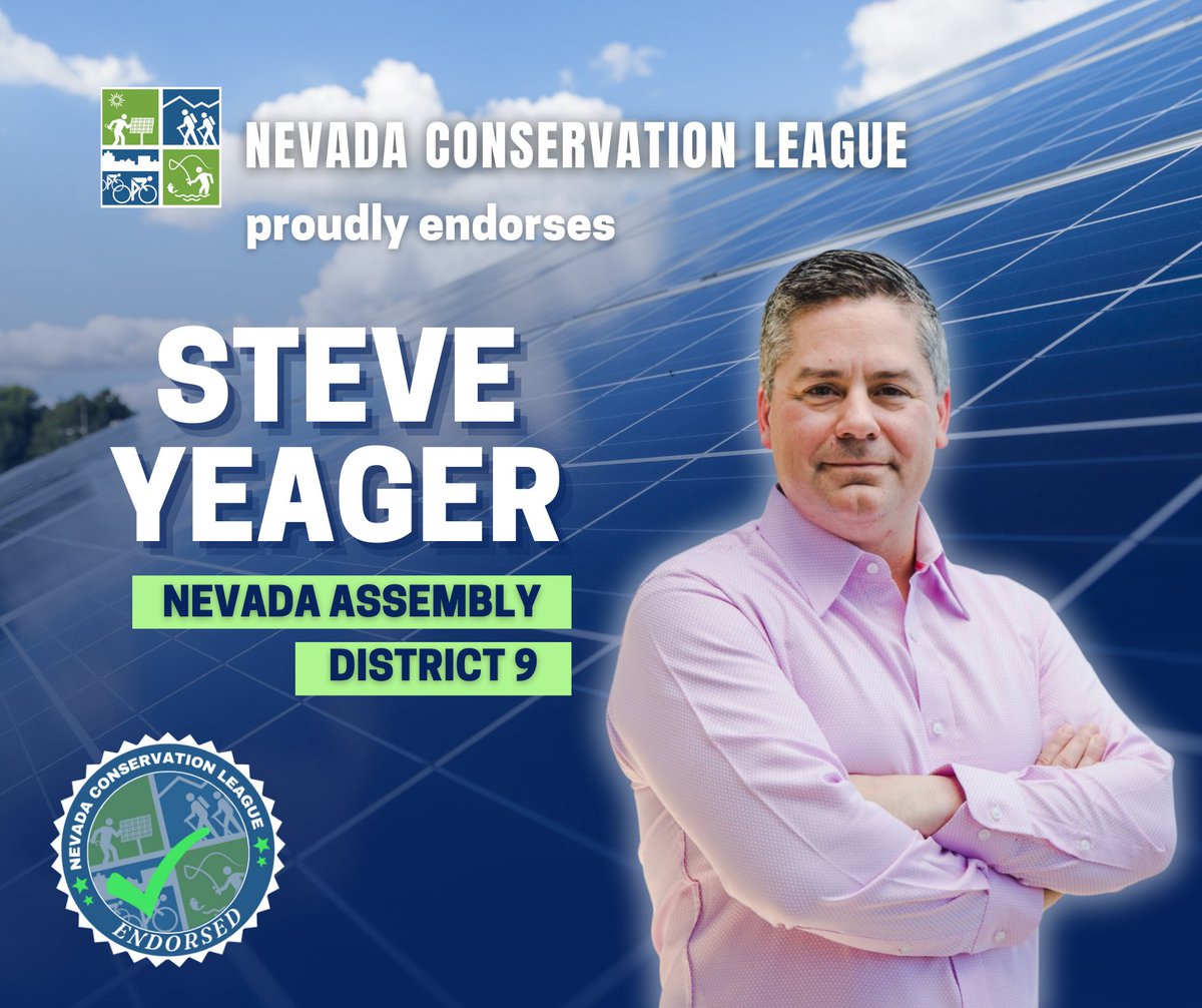 From sponsoring bills to provide *ALL* 5th graders with state park passes to creating the Outdoor Education Advisory Group, Speaker @SteveYeagerNV is leading the charge for outdoor recreation and education in Nevada. We're proud to endorse him for re-election to AD 9.