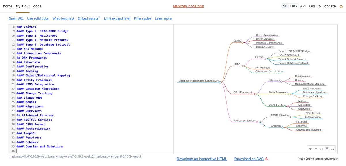 kidehen's tweet photo. @dr_cintas Nice!

Note, you can also use the following prompt to create output for #Mermaid or #Markmap :)

“Create a mind map of [specific topic], using [Mermaid | Markmap] notation. List topics as central ideas, main branches, and sub-branches”.

Mermaid variant: https://t.co/3M7MMj21Cy https://t.co/9Ok6GbkafV