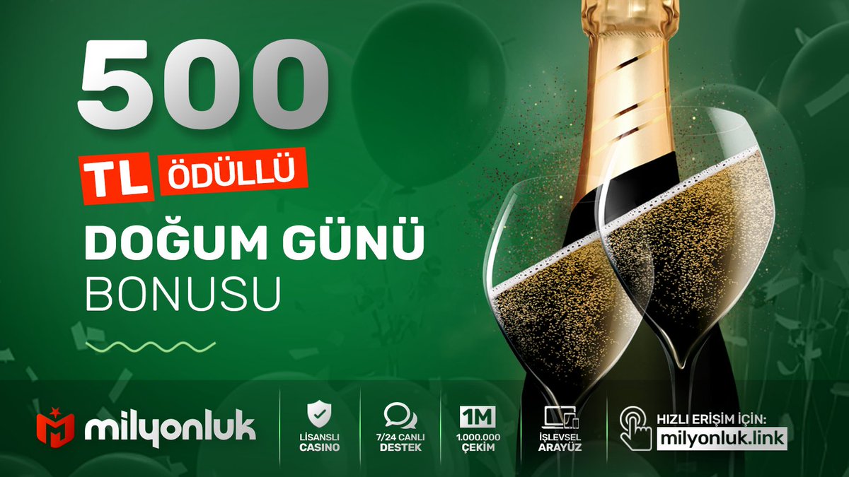 Doğum günleri Milyonluk'da her zamankinden daha özel! Şimdi Milyonluk üyeleri, doğum günlerine özel 500 TL'ye kadar nakit hediyeleri ile yeni yaşlarına daha mutlu ve daha keyifli giriyor! Bu premium ayrıcalıklardan faydalanmak için hemen aramıza katıl! milyonluk.link