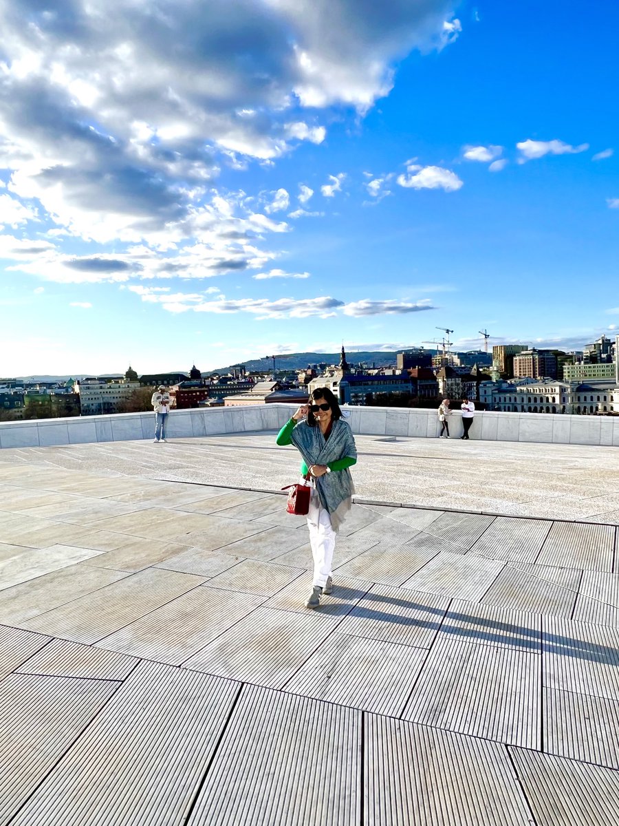 At the rooftop of the Opera House in Oslo, Norway. 🇳🇴

At the backdrop is the skyline of Oslo. 

Scandinavian Travel 
April 2024
#OperaHouse 
#Oslo
#Norway 🇳🇴