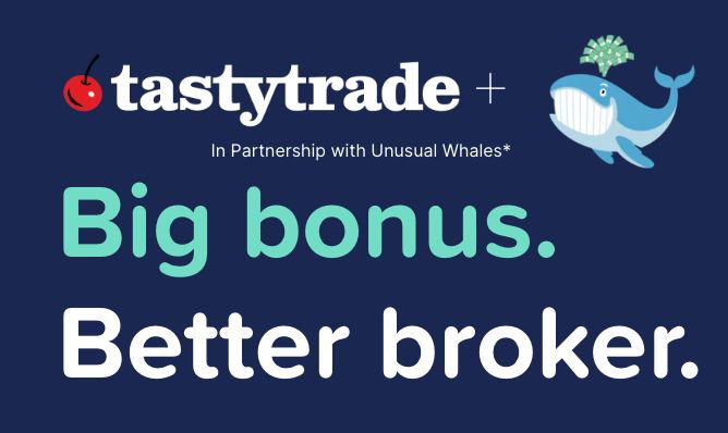 unusual_whales's tweet photo. ANNOUNCING OUR PARTNERSHIP WITH TASTYTRADE

Unusual Whales has partnered with tastyrade as its exclusive brokerage.

Get a bonus when you open an account!

Use the link below to join.

Join below: https://t.co/HsWRrts2C7 https://t.co/w3zfFVBnMH