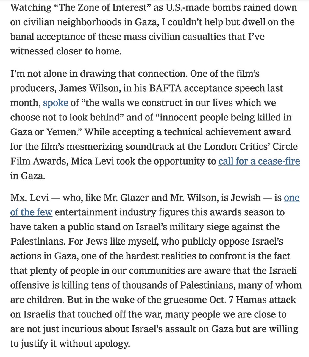 In hindsight, I managed to analogize Gaza to Auschwitz (as portrayed in an Oscar-nominated movie) in NYT without using any of the apparently forbidden terms. theintercept.com/2024/04/15/nyt…