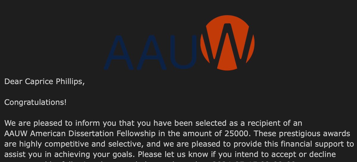 Just wanted to pop in to share some happy news that I found out this morning I was selected to receive a AAUW Dissertation Fellowship. Very honored to be awarded. I wore a purple ring for my mom today as it was her favorite color. I hope she is proud of me. #BlackInAstro