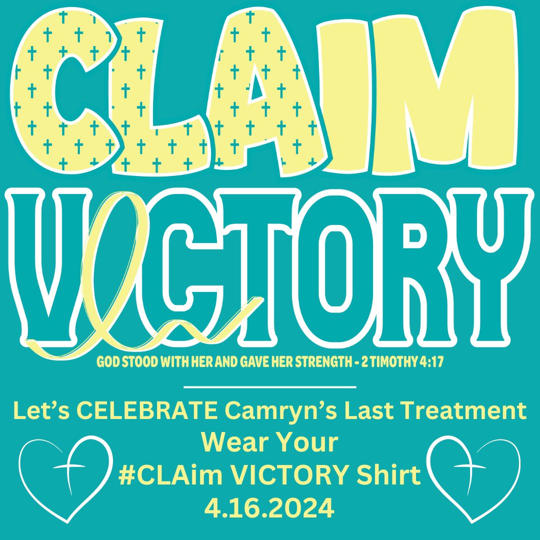 Kimberly Irwin (@kimberly_irwin) on Twitter photo Our girl <a href="/ArmesCamryn/">camryn armes</a> is on her last round of chemo! She has been such a warrior and inspiration to us all! Let’s join her in this last round by wearing our #CLAim Victory shirts tomorrow (4.16.24) and pray her through this final round! 🩵💛 Oh how we love her! Our girl <a href="/ArmesCamryn/">camryn armes</a> is on her last round of chemo! She has been such a warrior and inspiration to us all! Let’s join her in this last round by wearing our #CLAim Victory shirts tomorrow (4.16.24) and pray her through this final round! 🩵💛 Oh how we love her!