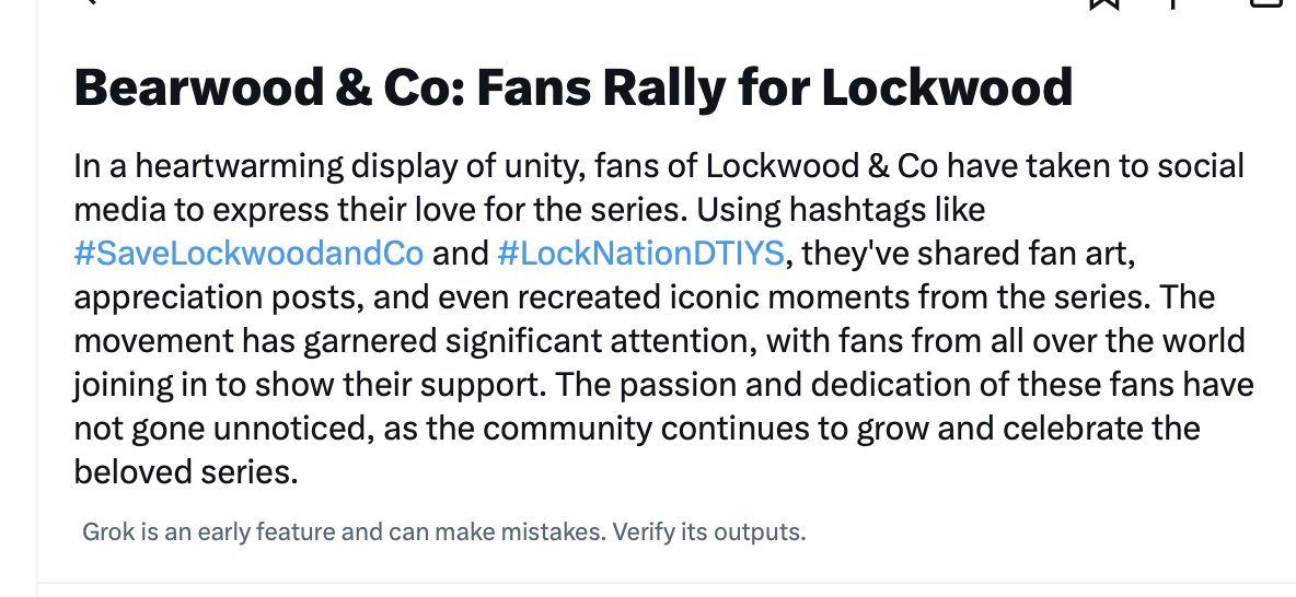 DUDE TODAYS TAG MADE THE NEWS AGAIN WOOO

Bearwood and Co are canon now, it seems 😆😆@cass4stories 

day 338!!! 

#SaveLockwoodandCo
#LockNationDTIYS
Lockwood and Co