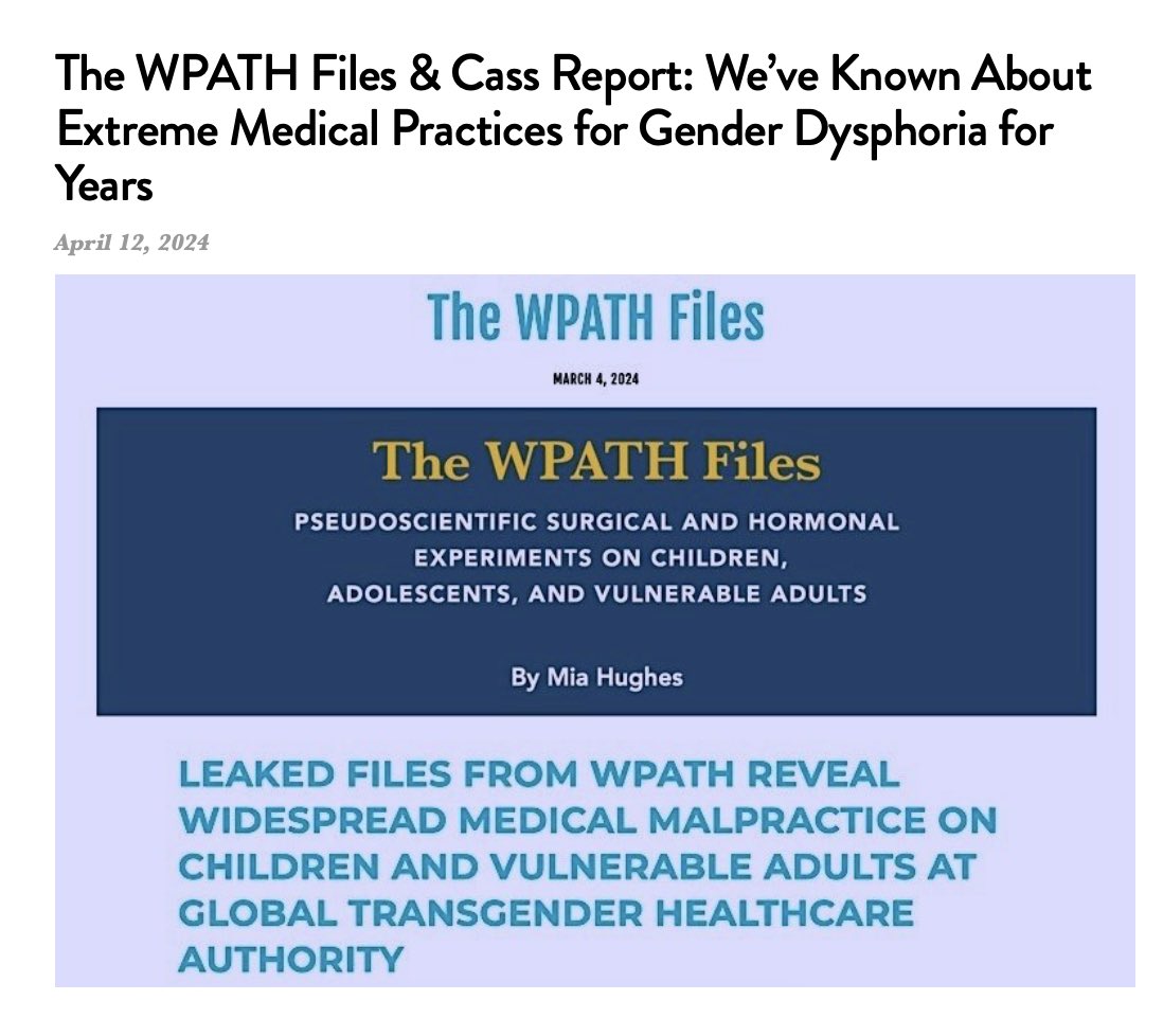 1) Trans medicine is extreme & bizarre. Considering the #cassreport & #wpathfiles released by @shellenberger & @_CryMiaRiver, it is relevant to point out this has been going on for yrs & who began to expose this fact to a wider public. thehomoarchy.com/blog/wpath-gen…