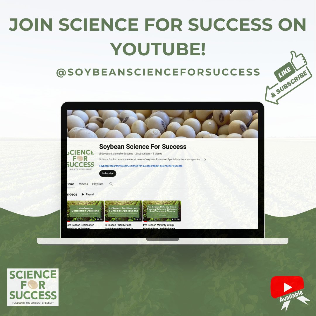 #ScienceForSuccess is now on YouTube! Our channel is dedicated to providing you with soybean best management practices! Visit our page, subscribe, and turn on notifications so you don’t miss new content! go.ncsu.edu/s4syoutube