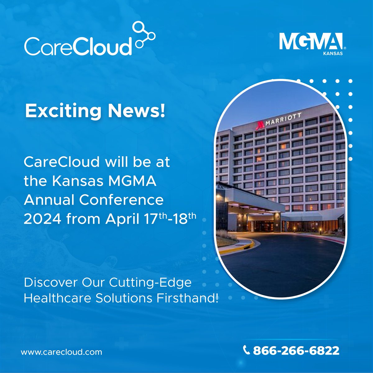 CareCloud is thrilled to announce our participation at the Kansas MGMA annual conference 2024 from April 17th –18th ! Don't miss the chance to explore our cutting-edge healthcare solutions. Learn more: bit.ly/457dsHA #CareCloud #KansasMGMA #MGMA2024