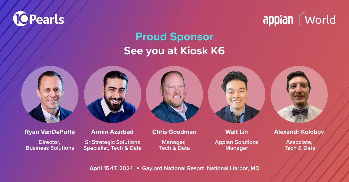 Excited to showcase our business configurable solutions at #appianworld! Our Decision Configuration Suite solution empowers business users with tools to build workflows & decision criteria; with specialized modules for data control & access. Connect with our experts at Ksiok K6!