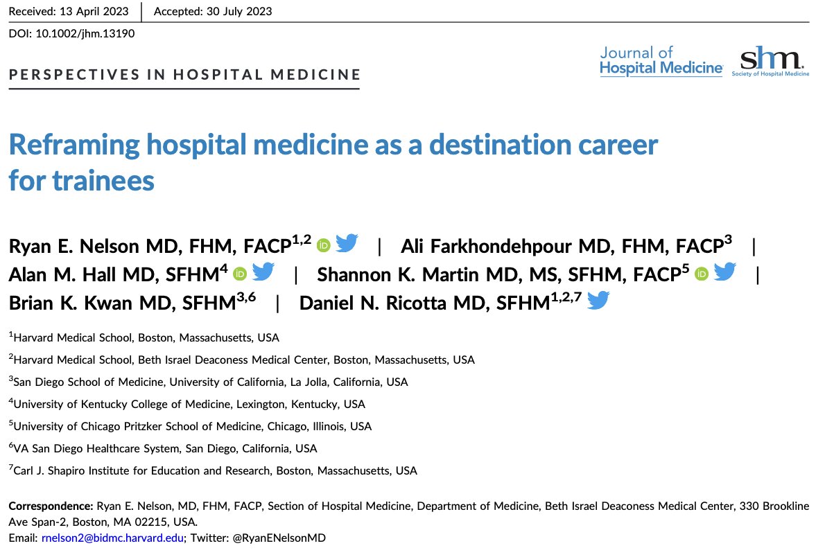 🎓👩‍⚕️ Shift from 'just a hospitalist' to 'must be a hospitalist.' Check out strategies to mentor trainees for hospital medicine. #MedEd #Mentorship 🔗: …mpublications.onlinelibrary.wiley.com/doi/10.1002/jh… ✍️: @RyanENelsonMD, @AlanHall_UKHM, @ShannonMartinMD, @DanielRicottaMD