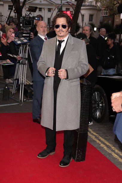 The Johntent does not disappoint. Johnny Depp arrives for the UK premiere of Jeanne Du Barry, at Curzon Mayfair, London.