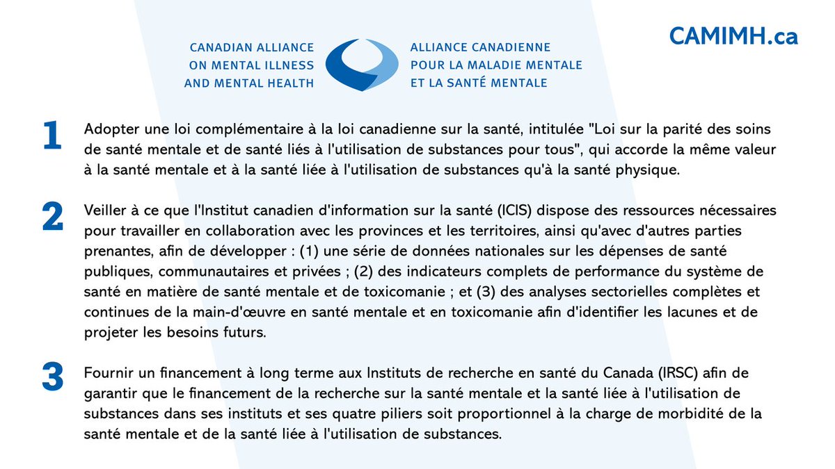 L'ACMMSM a participé aux consultations prébudgétaires 2024 avec le gouvernement fédéral. Nous continuerons de plaider en faveur d'un meilleur accès aux services de santé mentale et de toxicomanie.