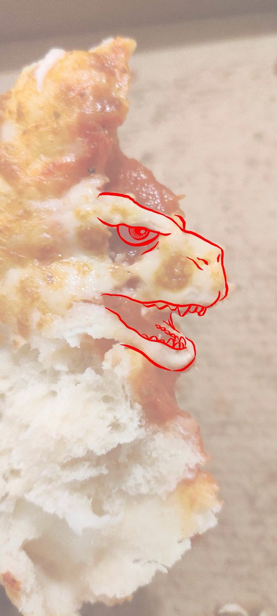 I found godzilla in my pizza. @MonsterIslandB is this a sign?