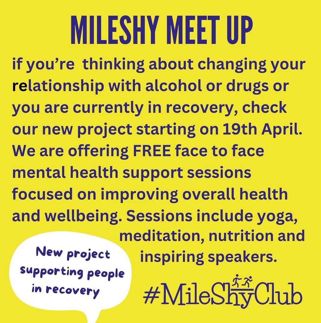 MILESHY MEET UP is a brand new project supporting people in recovery. Our FREE face-to-face group support sessions take place every Friday evening at Coppice Library and Wellbeing Centre in Sale - we start this Friday, 19th April. mileshyclub.com/mileshymeetup
