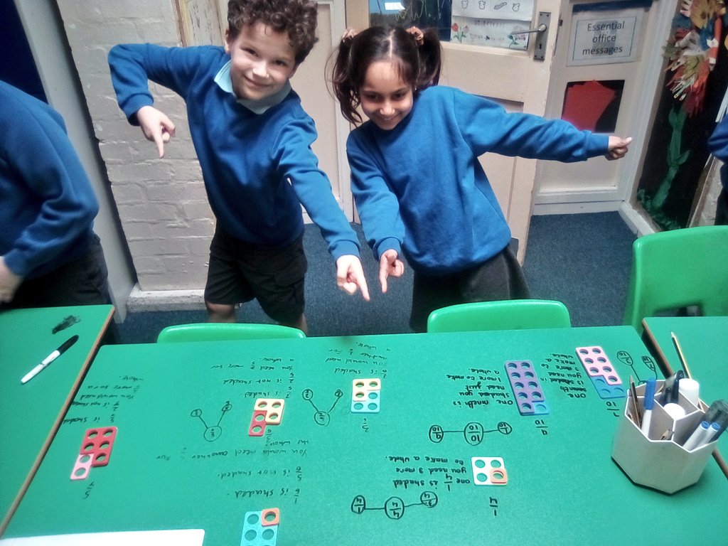 GPSMrsTreacy's tweet photo. Last week we were using Numicon to help us find missing fractions to make a whole. We works practically and collaboratively to help us understand :) #Numicon #year3maths https://t.co/5s2bGCBz3N