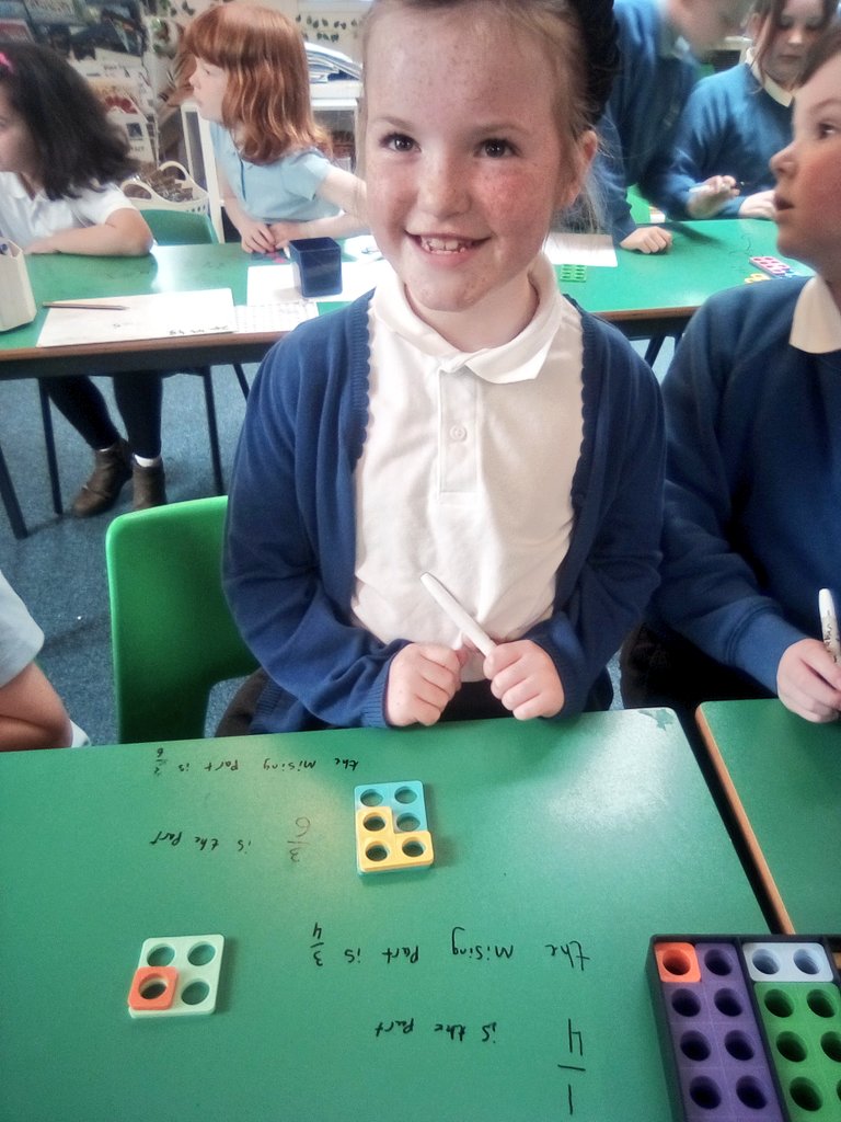 GPSMrsTreacy's tweet photo. Last week we were using Numicon to help us find missing fractions to make a whole. We works practically and collaboratively to help us understand :) #Numicon #year3maths https://t.co/5s2bGCBz3N