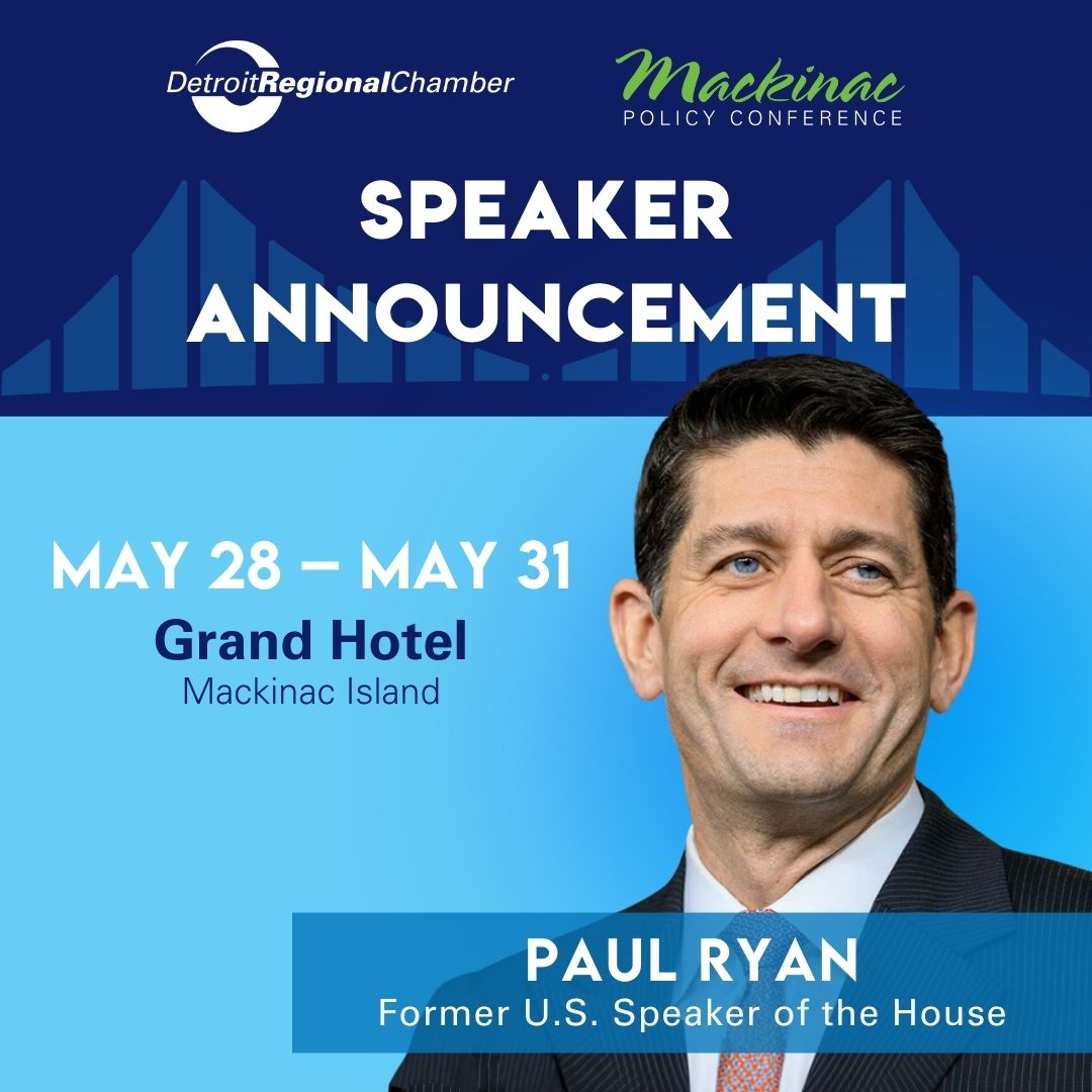 Former U.S. Speaker of the House @SpeakerRyan has joined the 2024 Mackinac Policy Conference speaker lineup. Ryan will participate in a moderated conversation with @PNCBank's  @HaroldFordJr about his experiences as Speaker of the House during one of the most turbulent times in