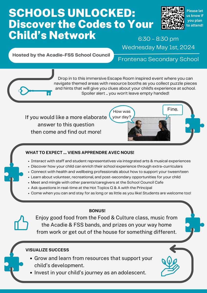 🔐 SCHOOLS UNLOCKED: On behalf of the School Council, we would like to invite you to a fun evening at the school designed to share opportunities and resources that are available to our students!

We hope you can join us on Wednesday, May 1st between 6:30 - 8:30 PM