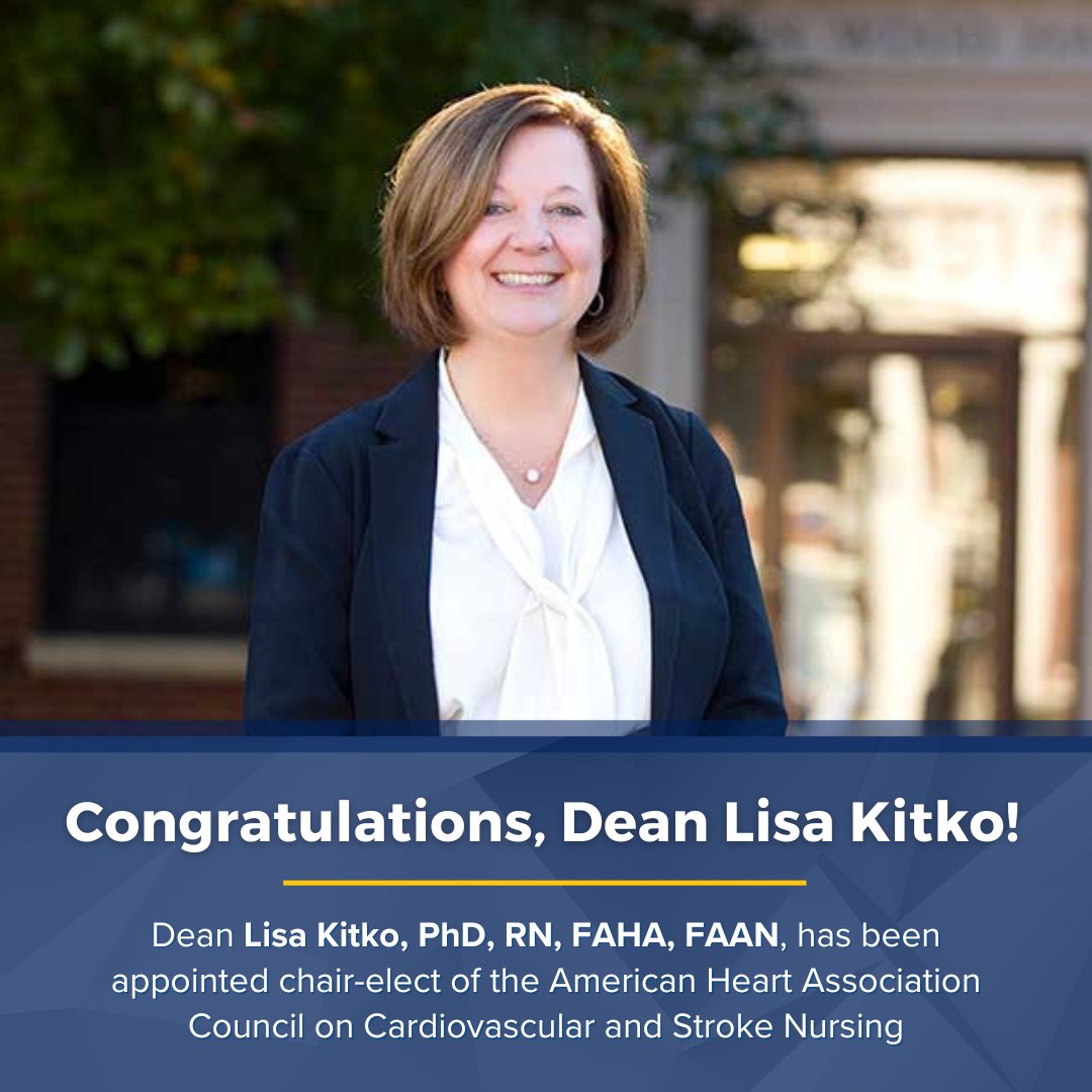 #URNursing's @DeanLisaKitko has been named chair-elect of the @American_Heart Council on Cardiovascular and Stroke Nursing. Dean Kitko is an award-winning nurse scientist and has been a Fellow of the AHA since 2015. Read more: urson.us/lk-cvsn