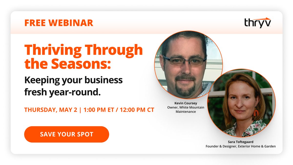 📢 Attention seasonal business owners! 📢 Unlock the secrets to staying top-of-mind year-round with Sara Toftegaard &amp; Kevin Coursey. Join our webinar on May 2nd at 1:00 pm ET. Don’t miss out:  thryv.biz/Seasonality-We…