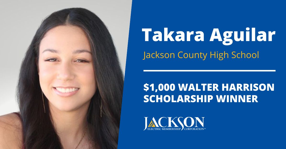 Jackson County High School student Takara Aguilar is a 2024 Walter Harrison Scholarship recipient. This scholarship is awarded by electric cooperatives in Georgia, including Jackson EMC. Read more: bit.ly/3xyA1ct