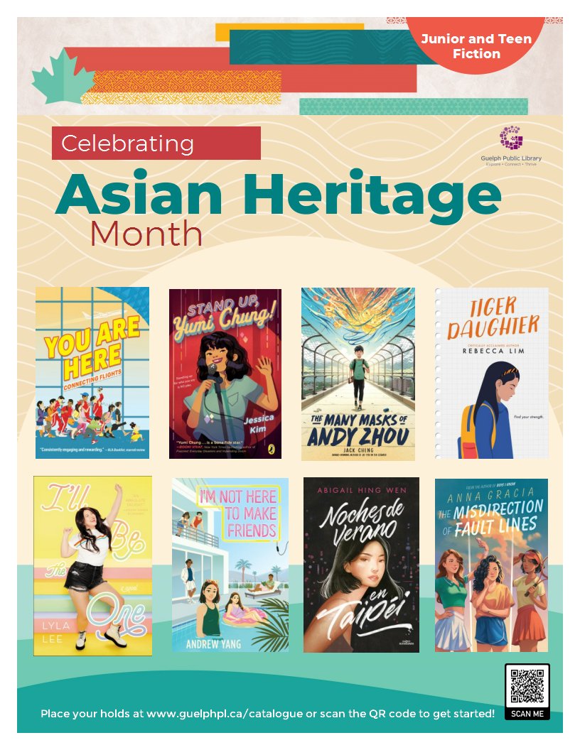 May is Asian Heritage Month. Place your holds on these recommended titles with your library card! Adult Non-Fiction: tinyurl.com/ycks96zy Adult Fiction: tinyurl.com/4d2rkvw2 Children's and Teen Fiction: tinyurl.com/3wxktb42