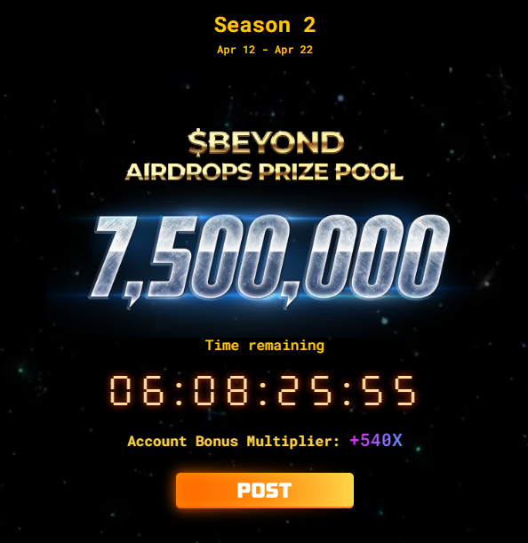 Calling all small accounts. 👨🏼‍🌾

Take advantage of this INSANE 540x multiplier.

Win that 1.5M small account prize pool.

I'm not kidding. It's LIVE right now.

🪐 $BEYOND 🅿️ $PARAM 🫧 $BUBBLE 
🍪 $COOKIE 🌀 $MOJO 🐒 $PIXIZ
🌾 <a href="/ricyofficial/">ricy</a> <a href="/cookie3/"></a>