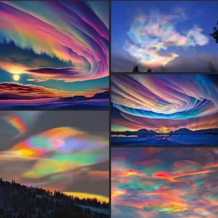 These are polar stratospheric clouds over Iceland ... these ice clouds (naked clouds) form at temperatures below the ice sublimation point, usually around −85 °C, a temperature lower than the average temperature of the lower stratosphere.