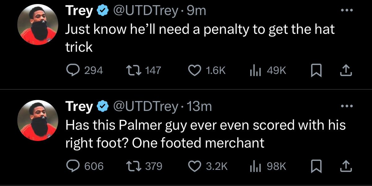 10 Mins later, Palmer completed the Hattrick with his right foot 😂😂😂😂