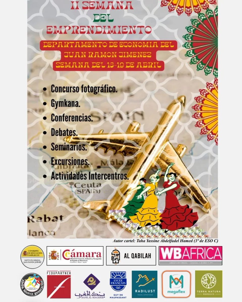 iejrjma's tweet photo. Hoy ha arrancado la II Semana del Emprendimiento del JRJ organizada por el Departamento de Economía. A lo largo de la mañana se han ido sucediendo distintas conferencias a cargo de D. Anas Kandal, D. Adil Besri, Dña.  Hanane Dahami y Dña. Selma Benjelloun.
@AccEducativaExt https://t.co/MqRZ5PiLKW