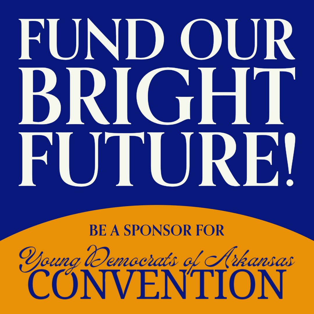 YDArkansas's tweet photo. Letโs keep the momentum going! We want to make the Convention accessible to ALL. Can we count on YOU to help us reach our big goal? ๐ sponsor a Young Democrat in AR today! #arpx #arkdems https://t.co/F0Nzichvdk https://t.co/xVWJH9tCKz